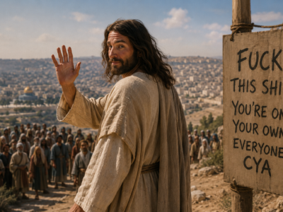 jesus says fuck this shit and leaves after returning