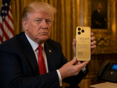 donald trump holding the trump phone