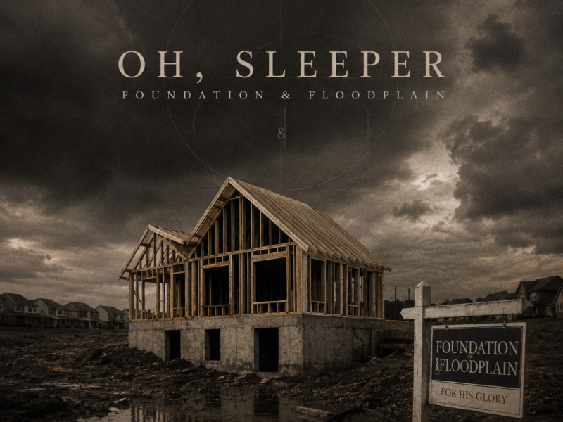 Oh Sleeper parody album artwork showing an unfinished house frame under storm clouds